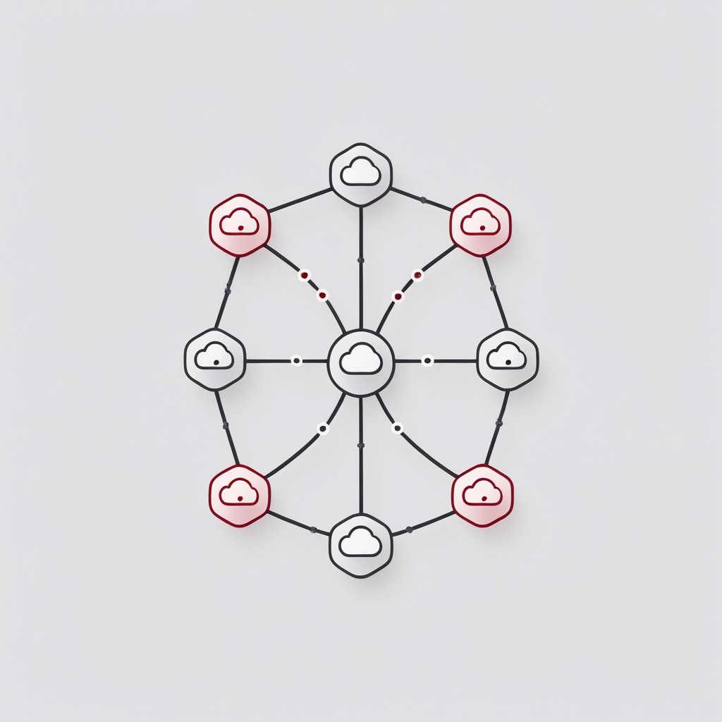 Diagram of interconnected clouds on a light gray background